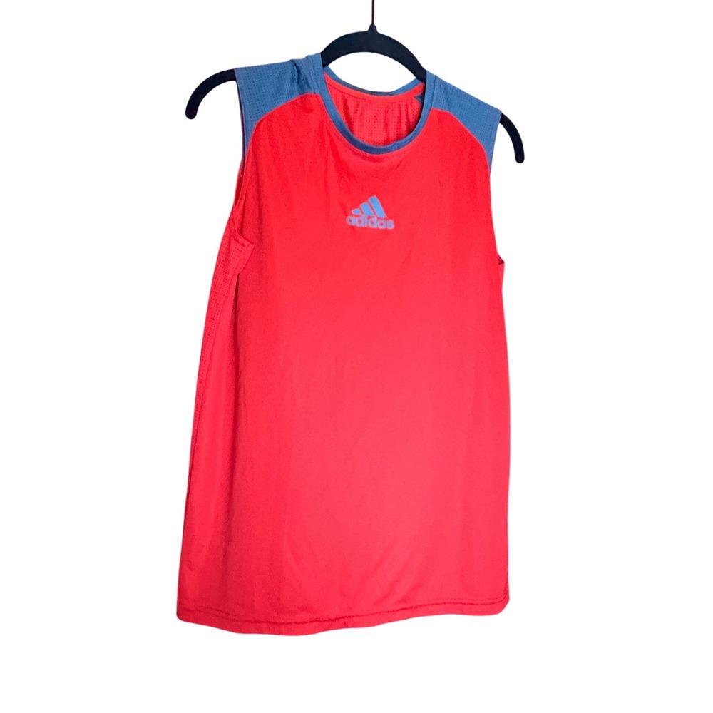 Kids Adidas Climalite Red Gray Sleeveless‎ Athletic Tank Top Size L